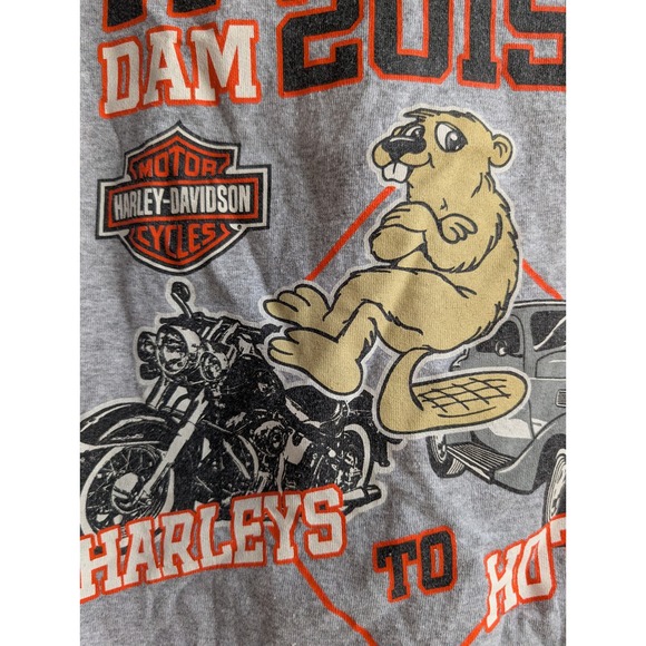 Hannums Harley Davidson T Shirt Mens Medium 2015 Dam Run Motorcycle‎ Beaver - Picture 5 of 5